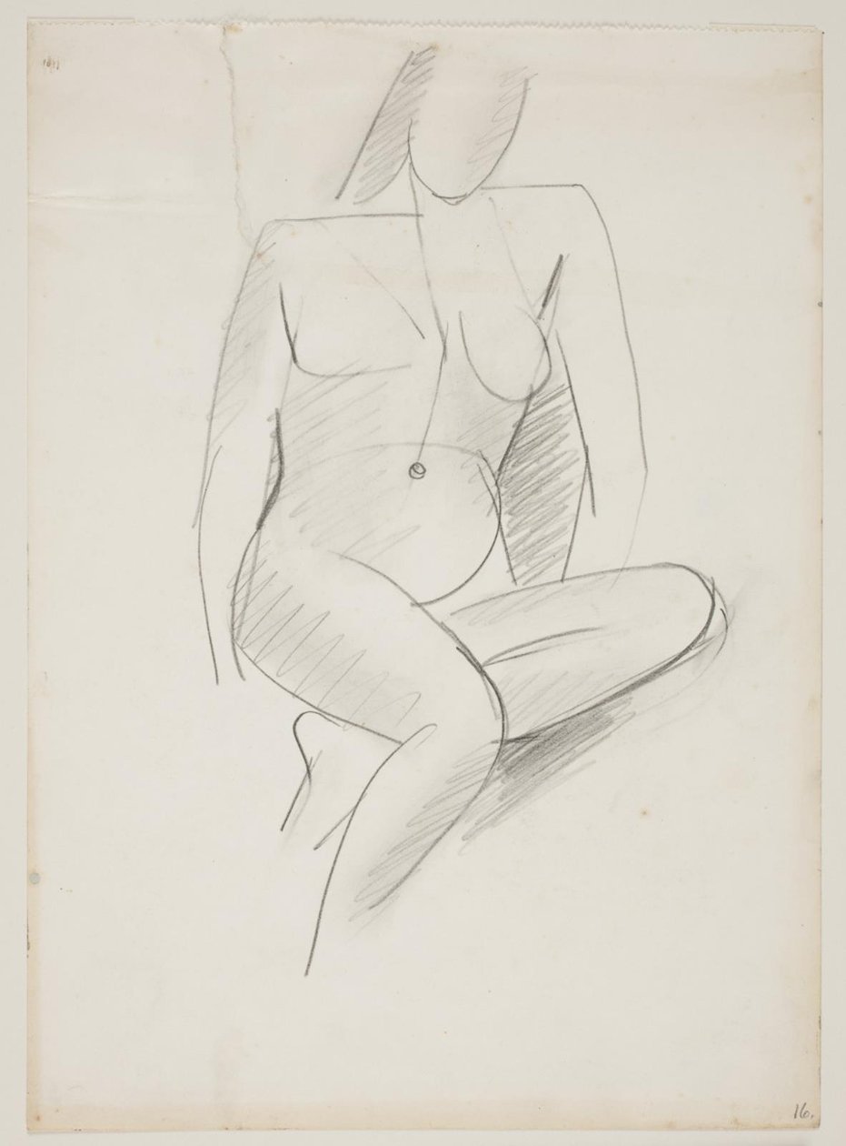 Seated Woman, Seen from the Front Slightly to the Right, One Leg Drawn Up Under the Other by Vilhelm Lundstrøm
