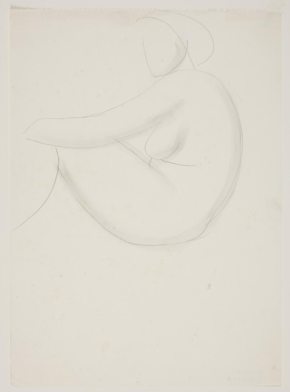 Seated Female Model, Seen from the Side. Study for Mosaic in Frederiksberg Swimming Hall by Vilhelm Lundstrøm