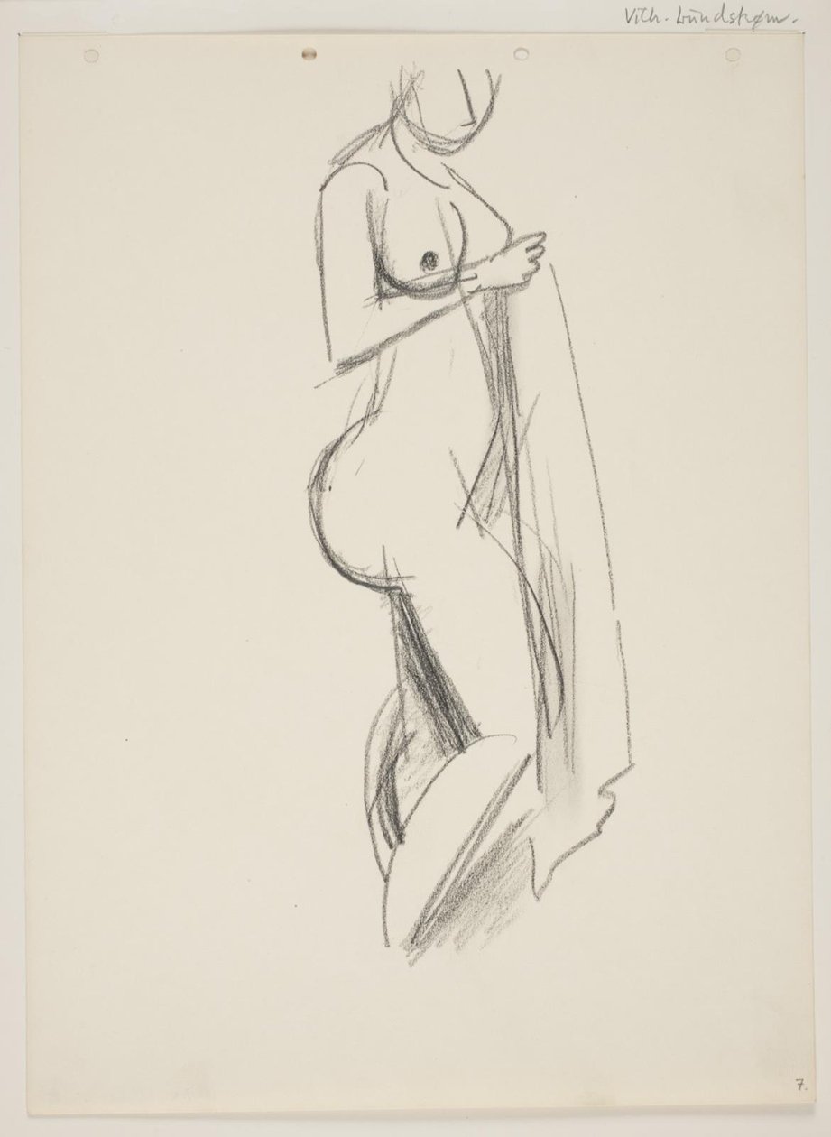 Standing Nude Woman, Profile to the Right, Drapery in Hand by Vilhelm Lundstrøm