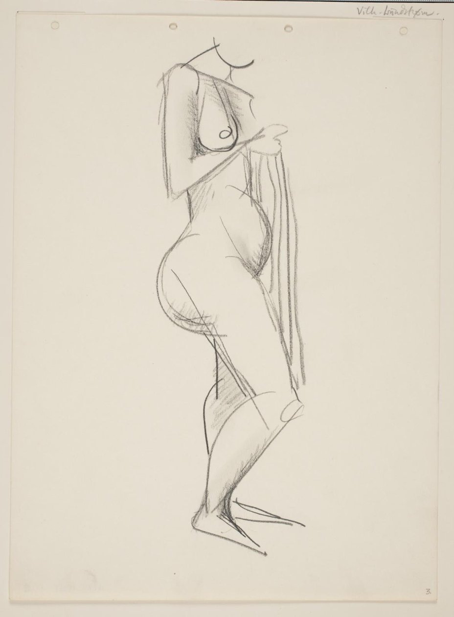 Standing Nude Woman, Profile to the Right, Drapery in Hand by Vilhelm Lundstrøm