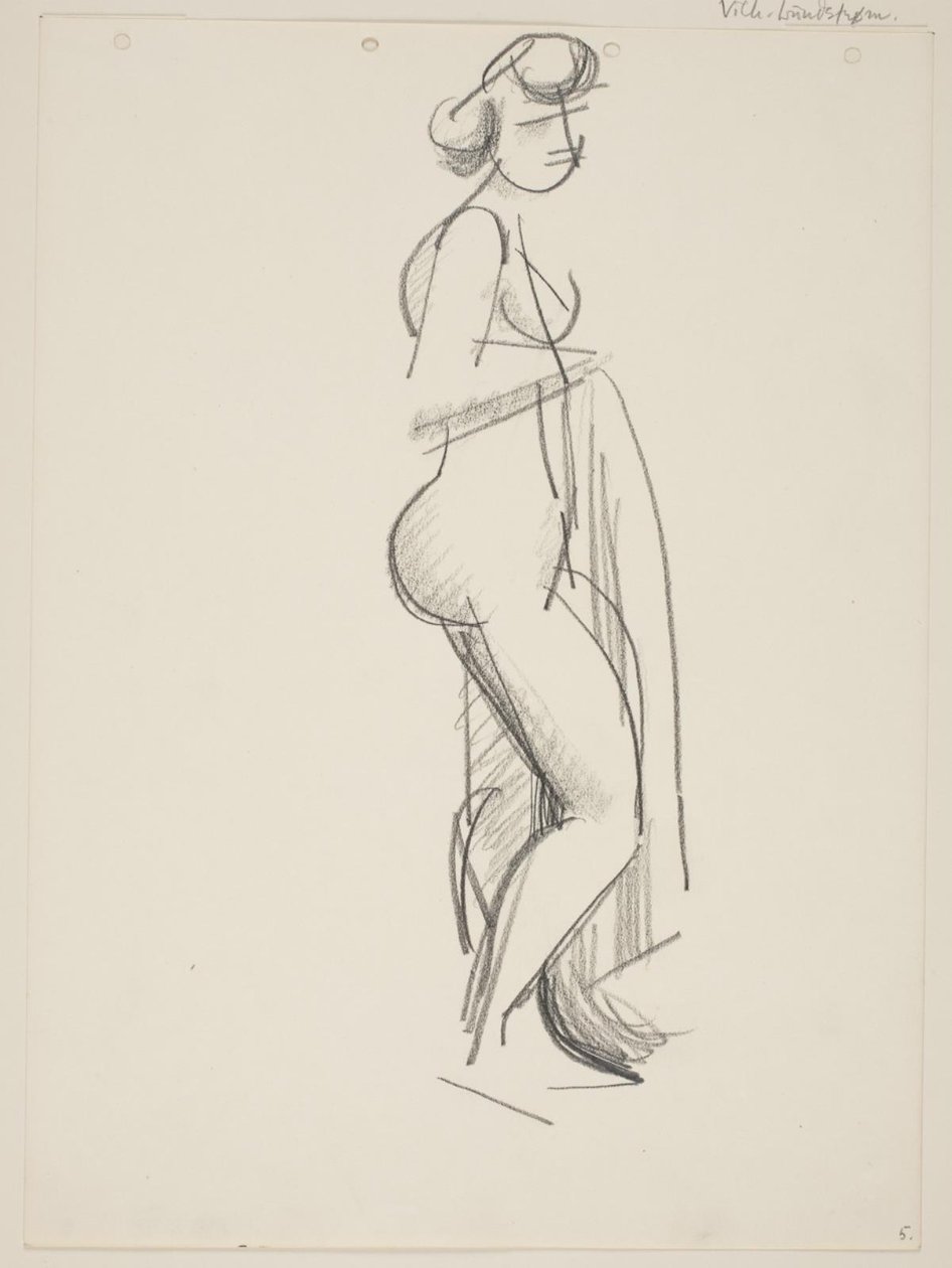 Standing Nude Woman, Profile to the Right, Drapery in Hand by Vilhelm Lundstrøm