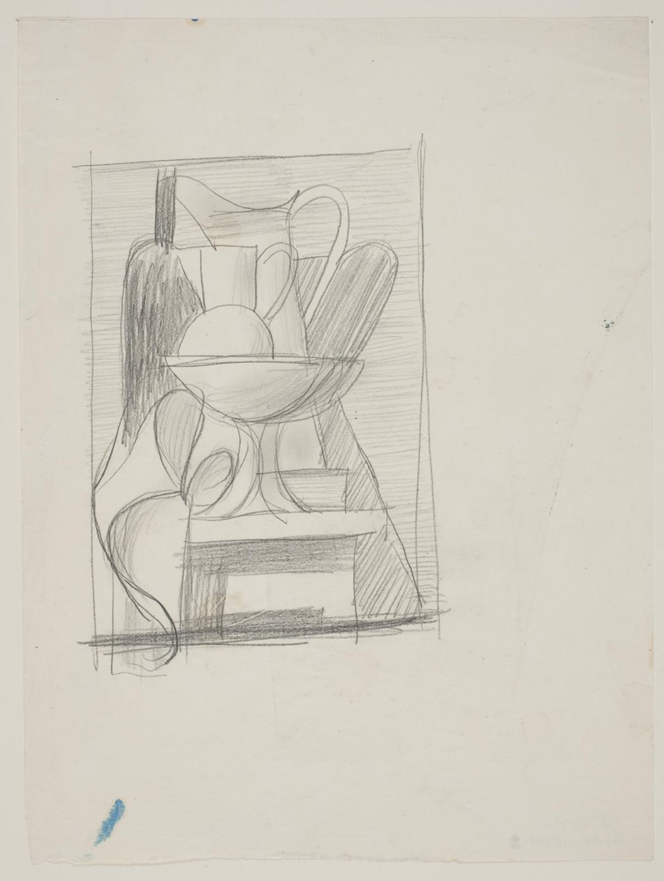 Study for Still Life with Bottle, Pitchers, Fruit Bowl, and Napkin by Vilhelm Lundstrøm