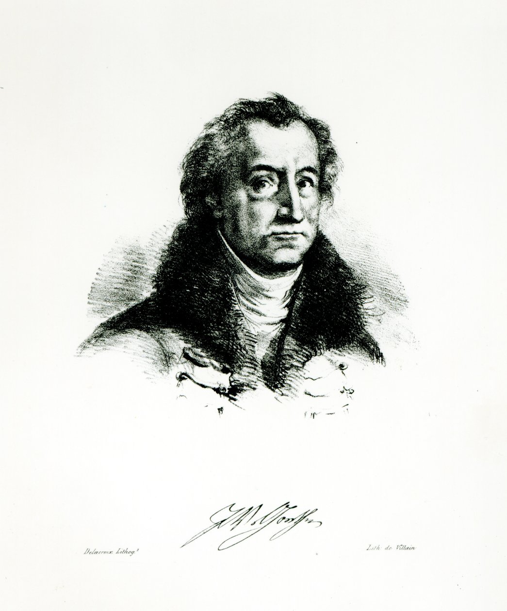 Johann Wolfgang Goethe (1749-1831) engraved by Delacroix by Villain