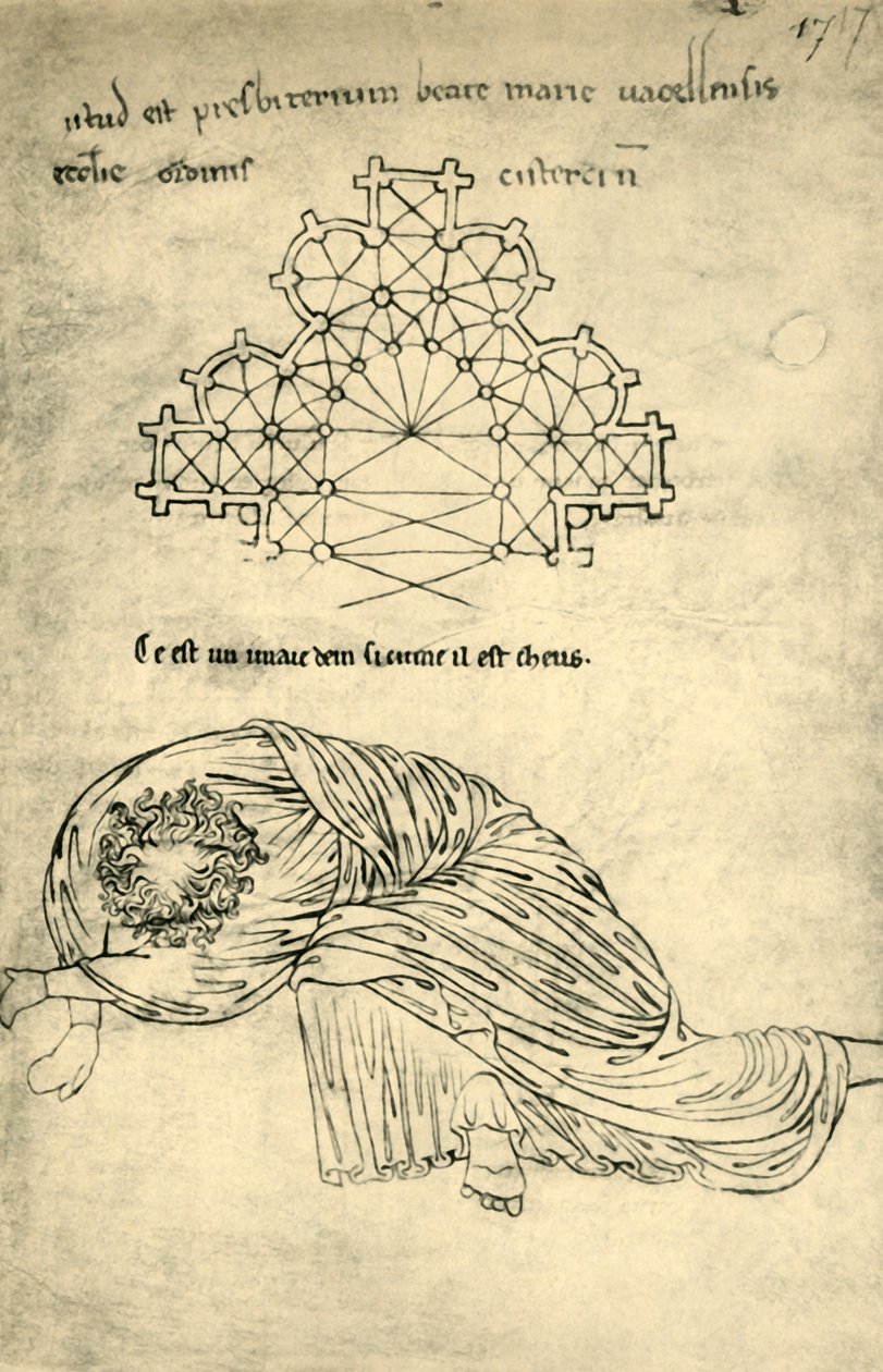 Church Plan and Sleeping Apostle, 1220-1240 by Villard de Honnecourt
