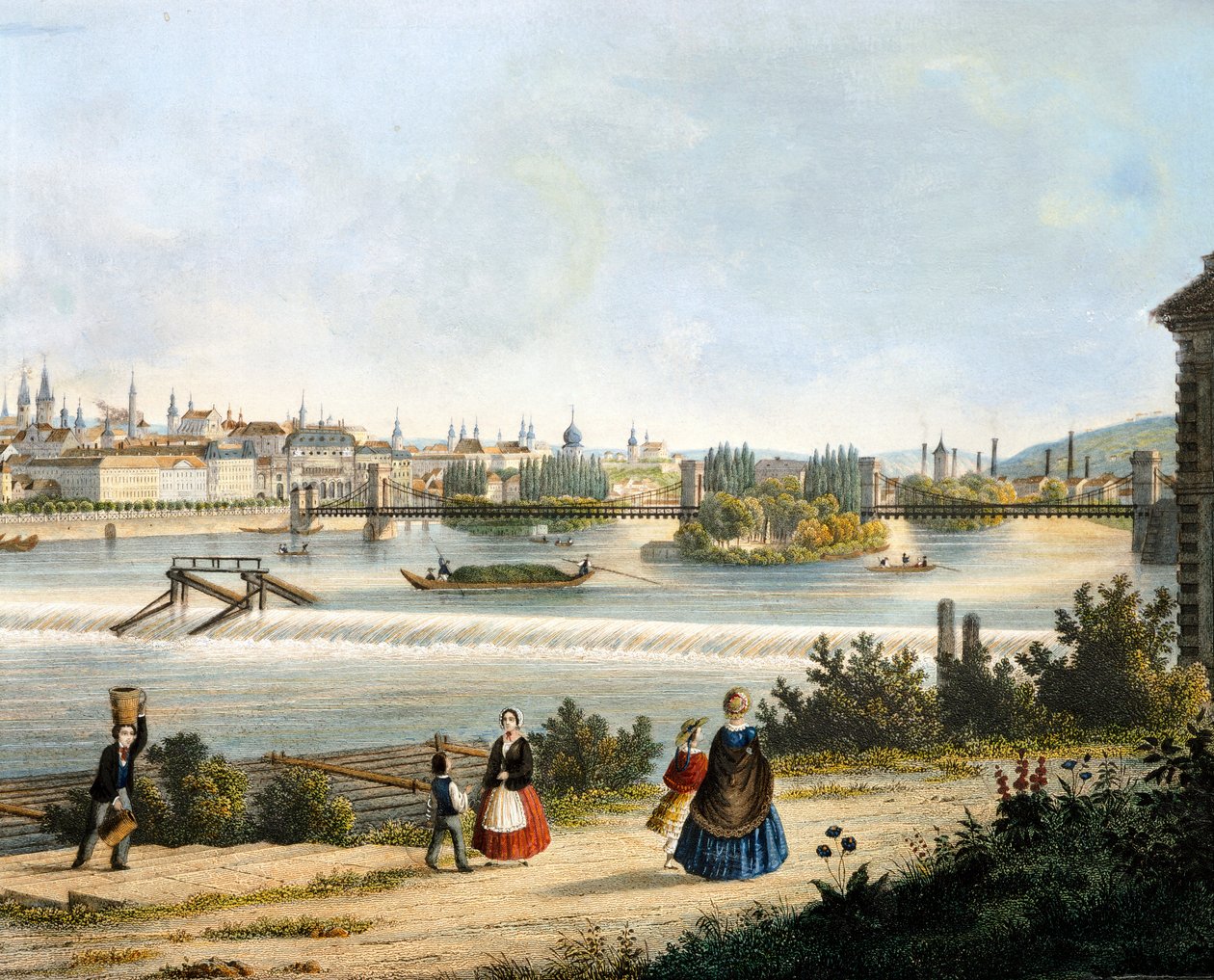 Prague on the Moldava River (Vltava) by Vincenc Morstadt