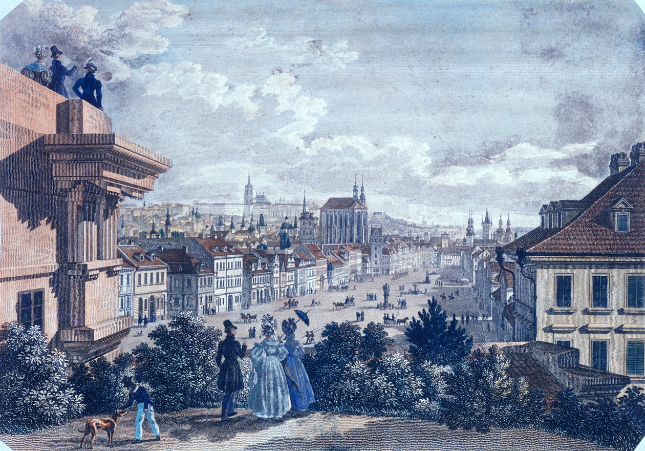 Horse Market in Wenceslas Square, Prague, 1835 by Vincenc and Geissler, F. Morstadt