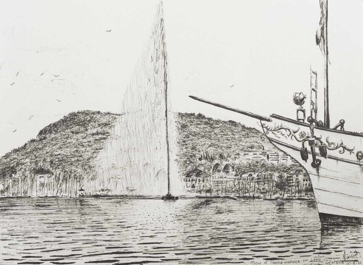 Geneva Fountain and Bow of Pleasure Cruiser, 2011 by Vincent Alexander Booth