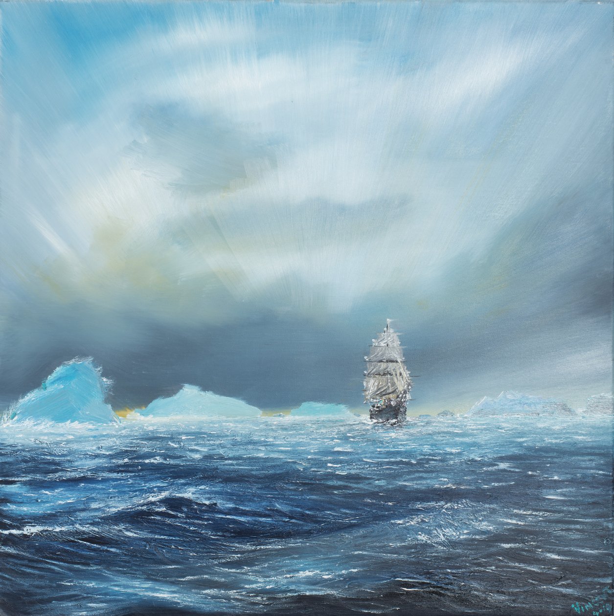 Ice Dominion, Terra Nova Passes Ice Burgs by Vincent Alexander Booth