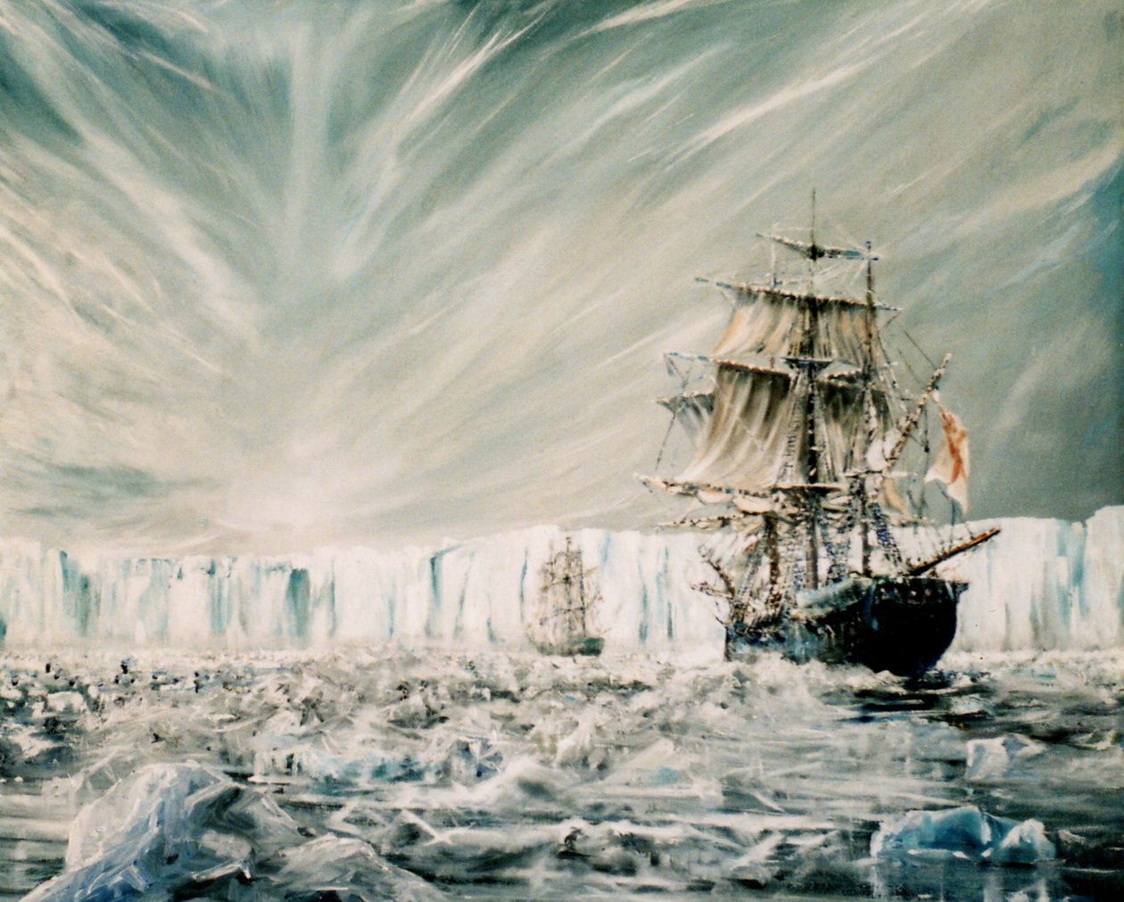 James Clark Ross Discovers Antarctic Ice Shelf Jan 1841 by Vincent Alexander Booth