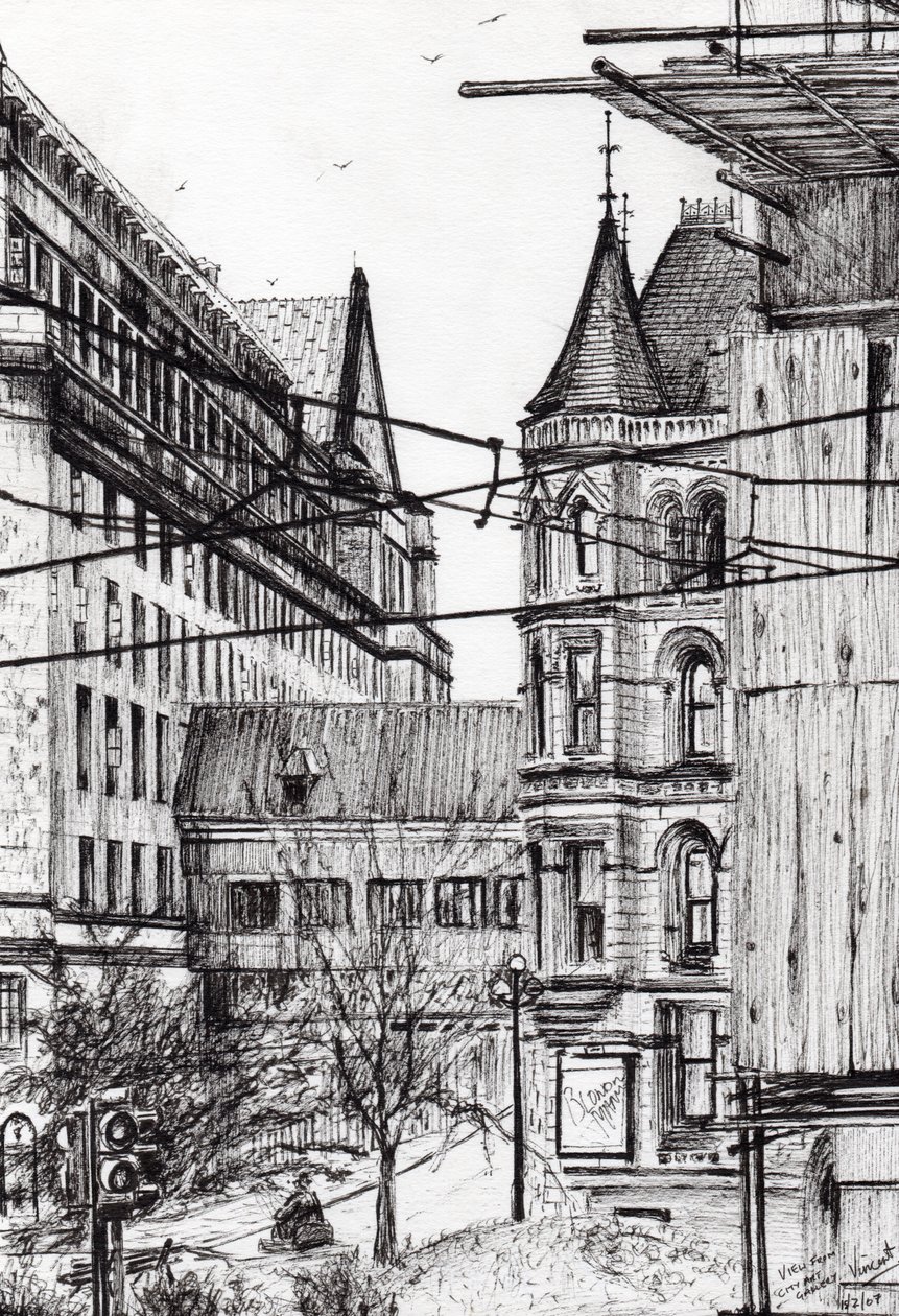 Manchester town hall from City Art Gallery, 2007 by Vincent Alexander Booth