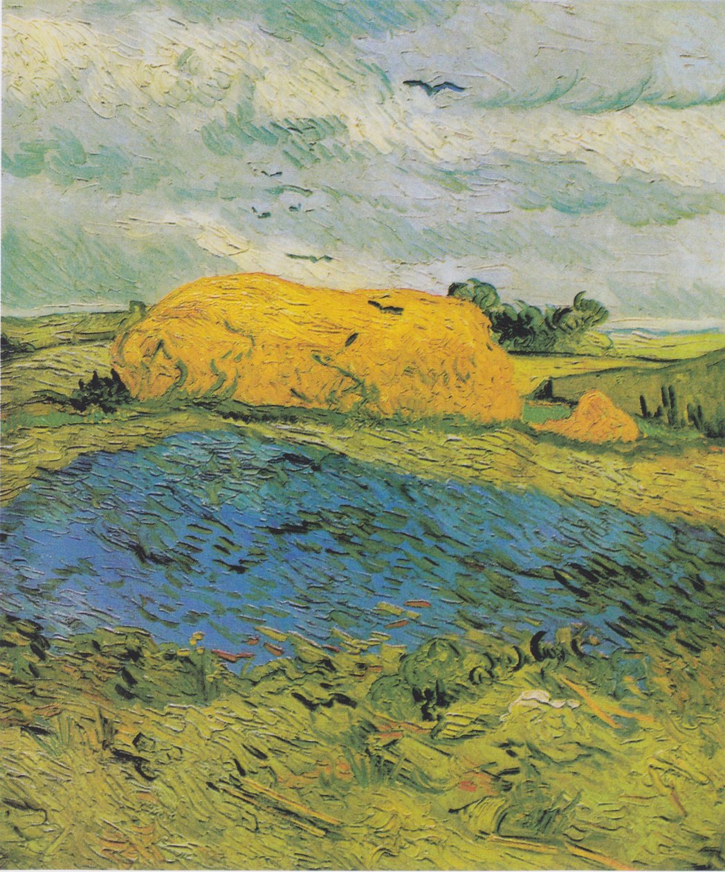 Haystacks on a Rainy Day by Vincent van Gogh