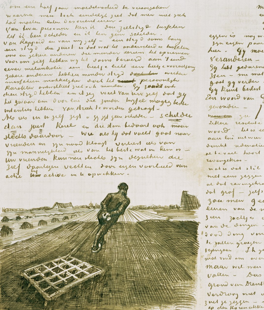 Man pulling a harrow by Vincent van Gogh