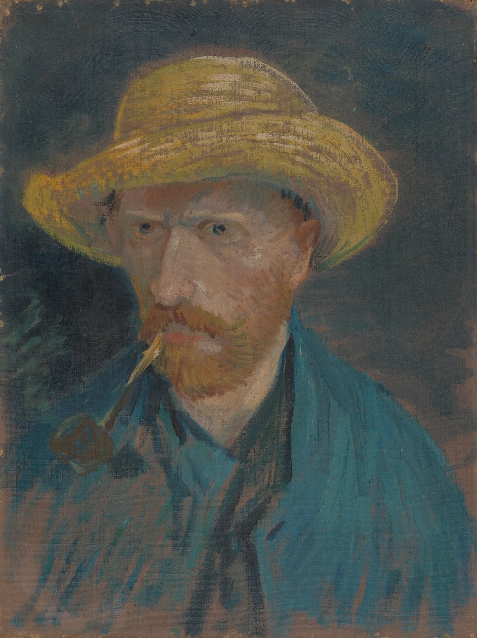 Self-Portrait with Straw Hat and Pipe by Vincent van Gogh