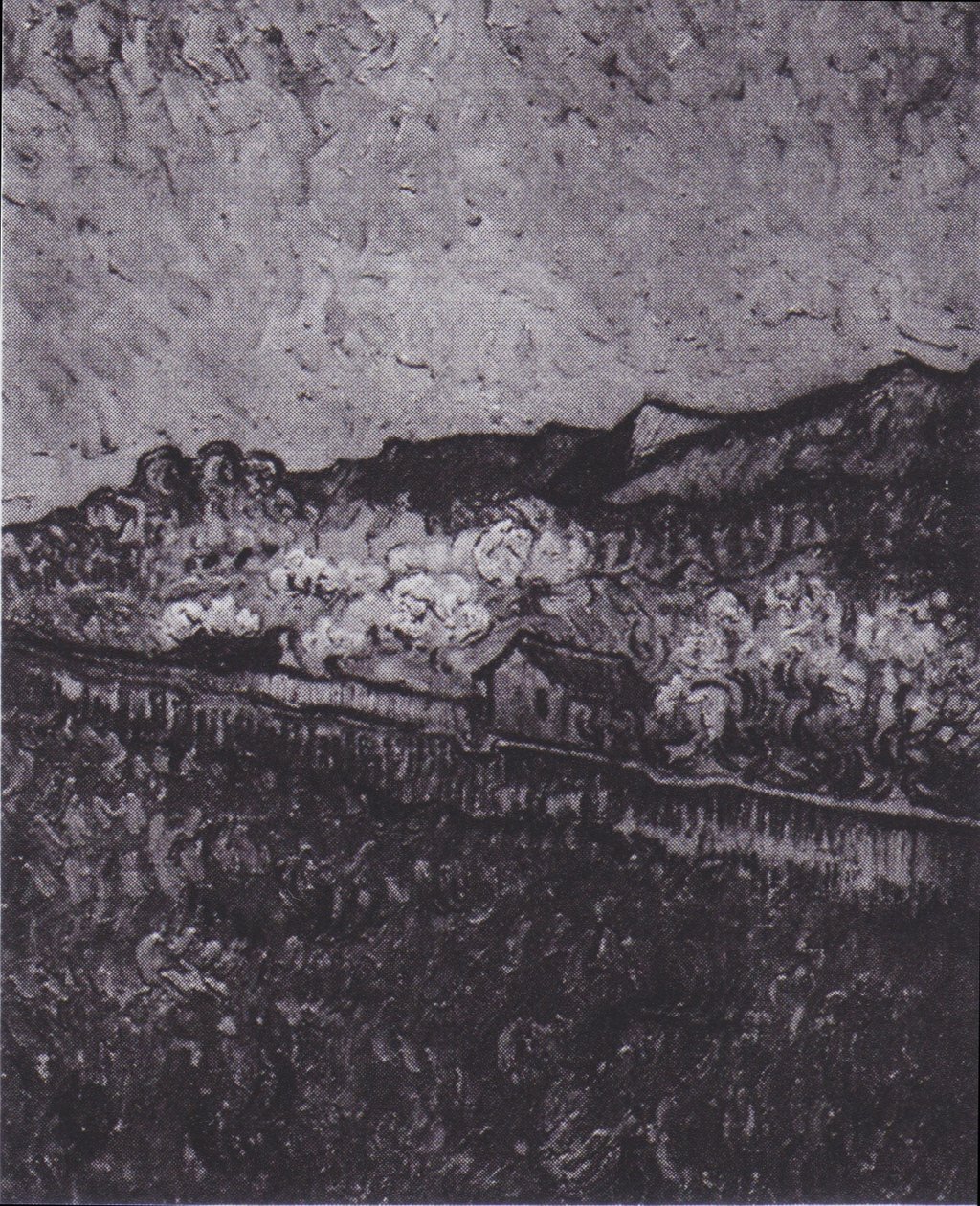 Enclosed Field with a View of a Mountain Landscape by Vincent van Gogh