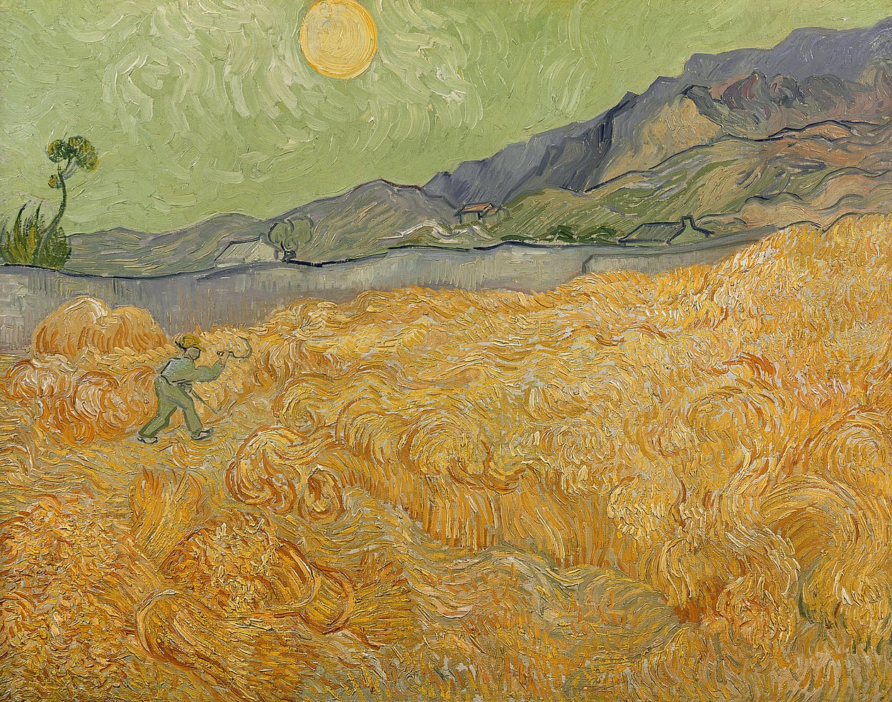 Wheatfield with Reaper, 1889 by Vincent van Gogh