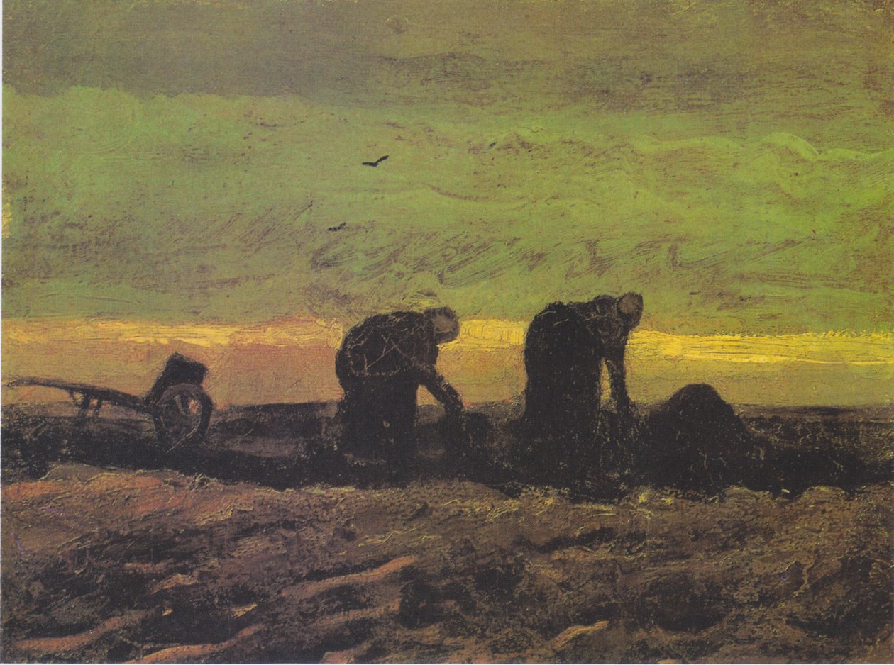 Two Peasant Women Cutting Peat by Vincent van Gogh