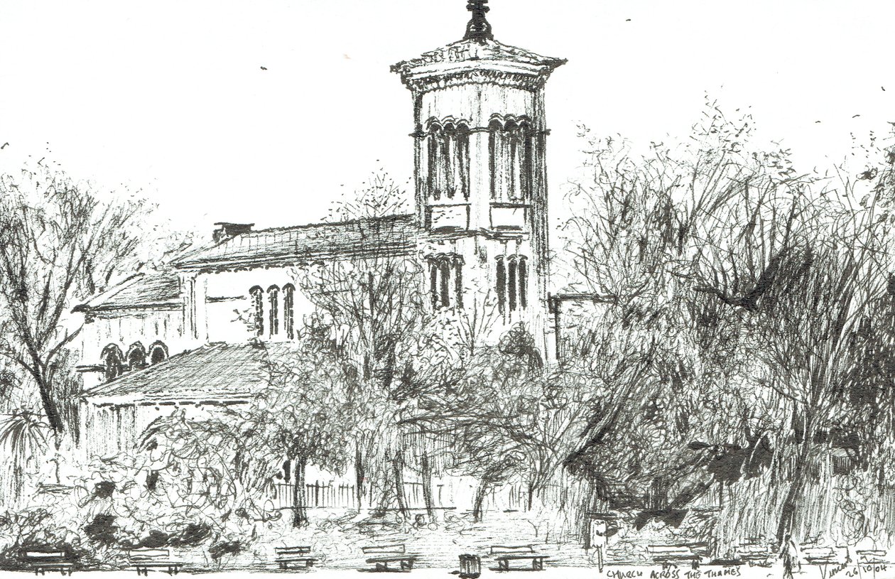 Church across the Thames, 2004 by Vincent Alexander Booth