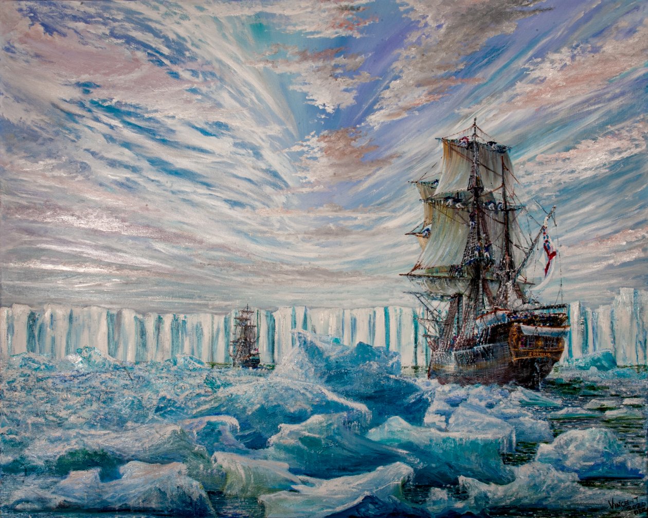 Erebus and Terror Discover Antarctic Ice Shelf by Vincent Alexander Booth