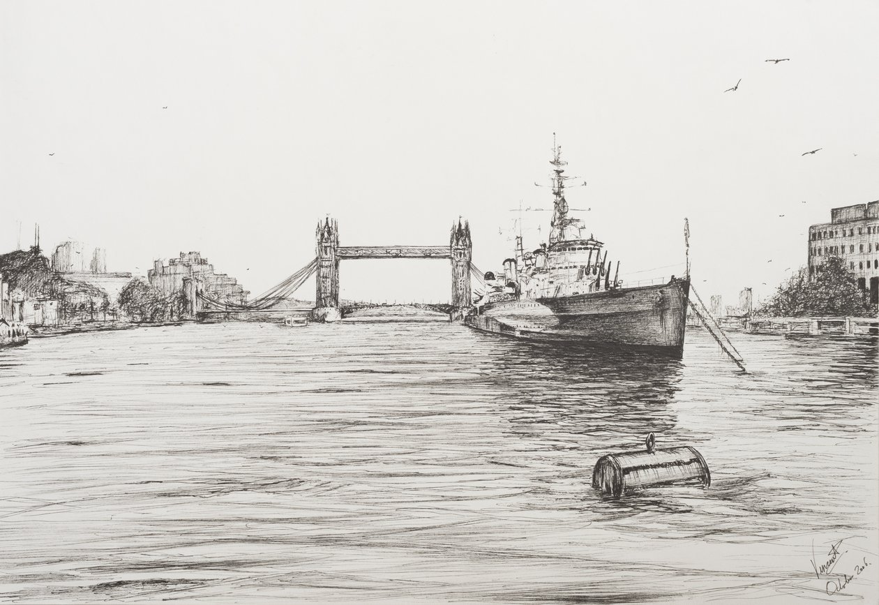 HMS Belfast on the river Thames London, 2006 by Vincent Alexander Booth