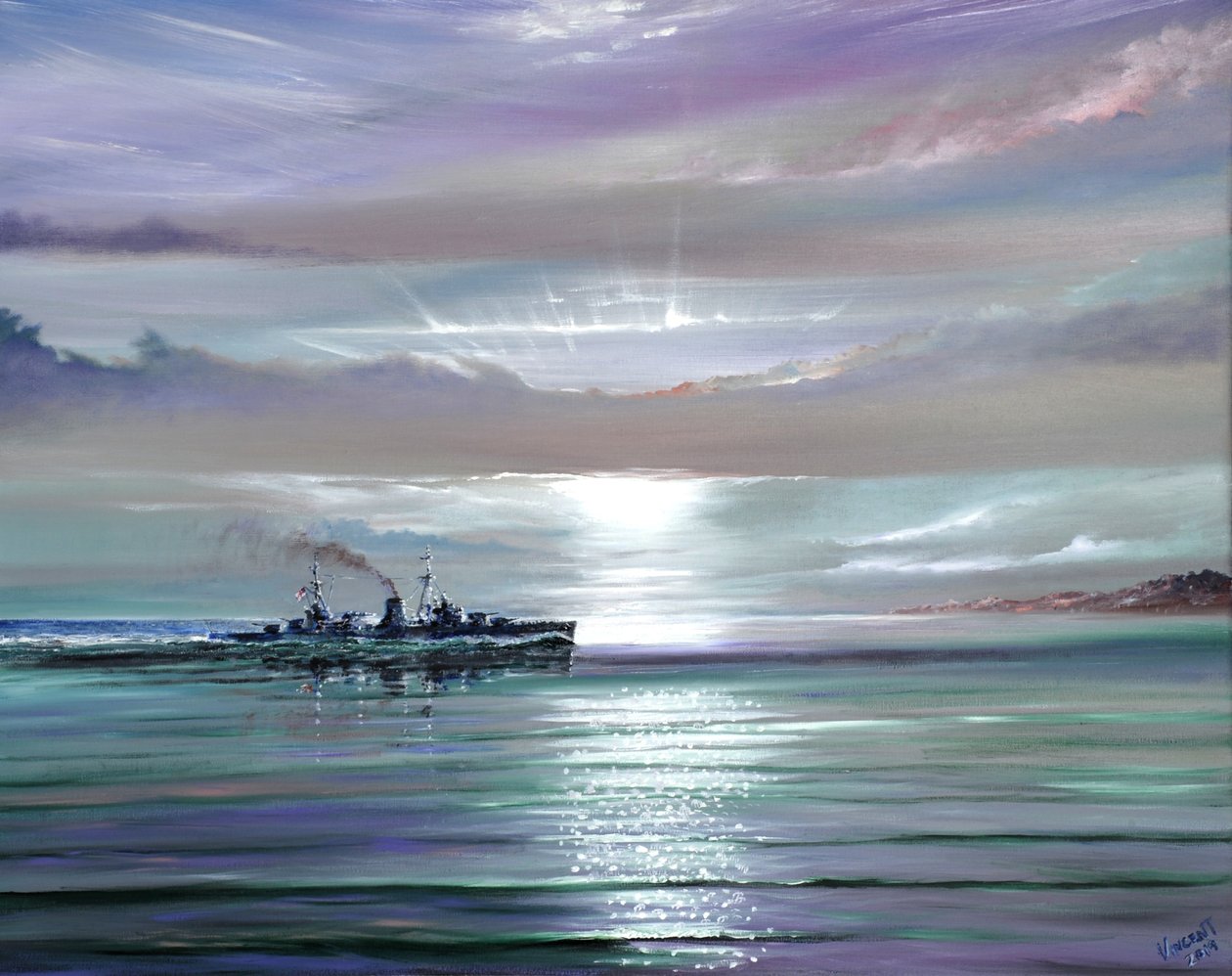 HMS Neptune, Mediterranean December 1941, 2019 by Vincent Alexander Booth
