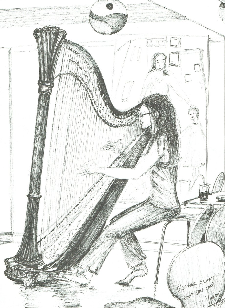 The Harpist 8th day cafe Manchester, 2007 by Vincent Alexander Booth