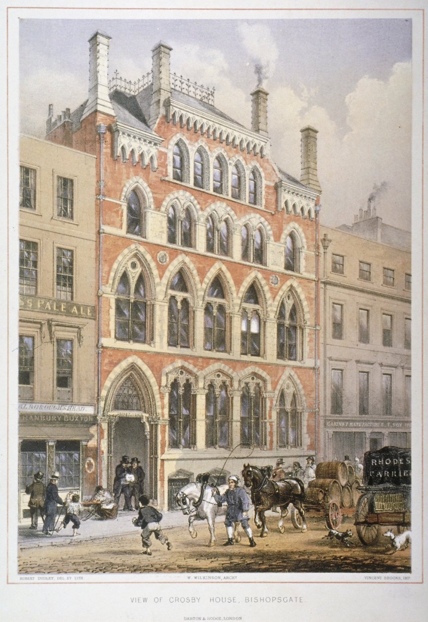 Crosby Hall at no 95 Bishopsgate, City of London, 1860 by Vincent Brooks
