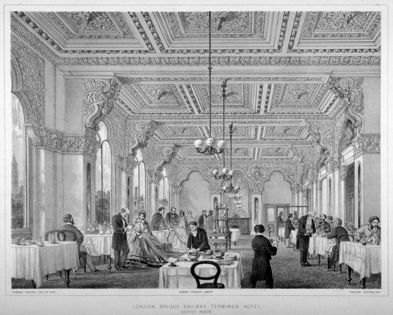The Coffee Room in the London Bridge Railway Terminus Hotel, Bermondsey, London, 1860 by Vincent Brooks