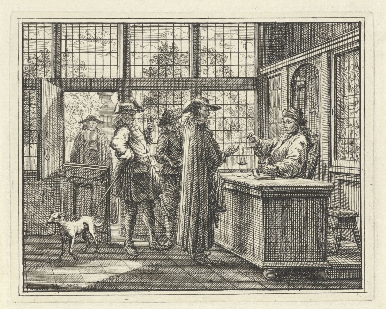 Interior with Gold Weigher and Customers by Vincent Laurensz. van der Vinne (II)