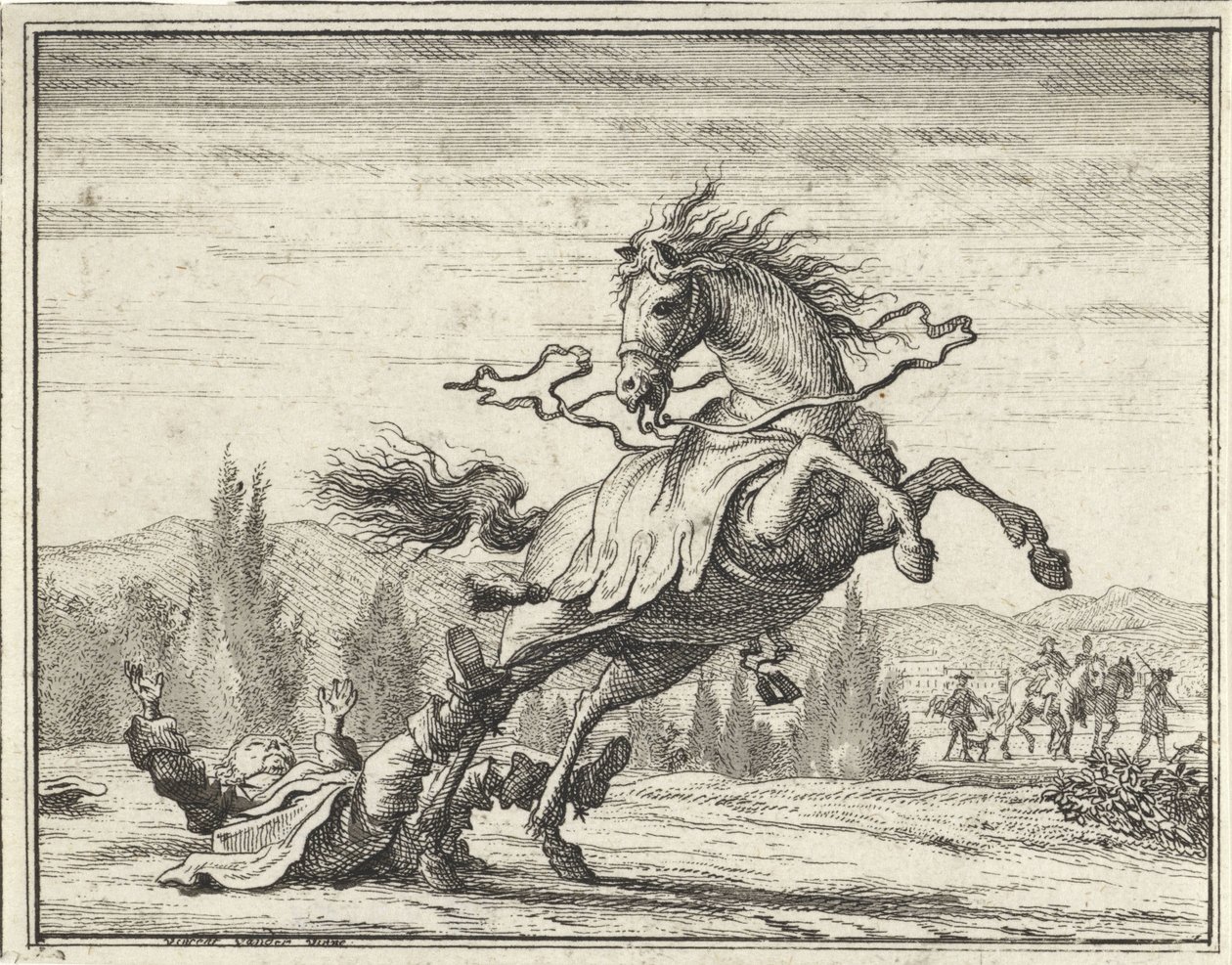 Man Falls from a Horse by Vincent Laurensz. van der Vinne (II)