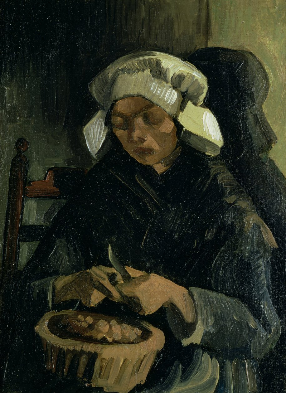 A Peasant from Neunen Peeling Potatoes by Vincent van Gogh
