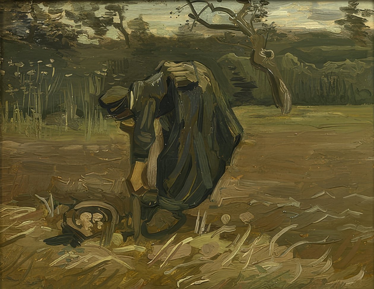 Peasant Woman Harvesting Potatoes by Vincent van Gogh