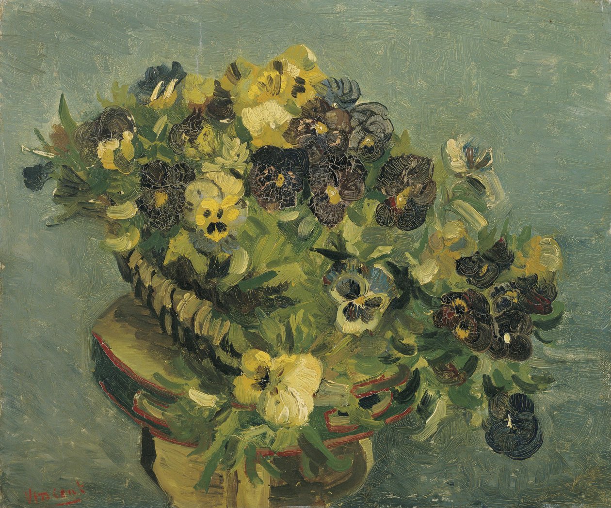 Basket of Pansies on a Small Table by Vincent van Gogh