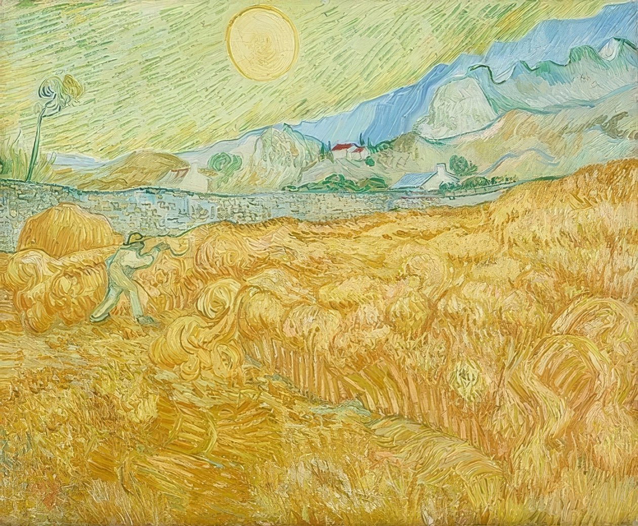 The Harvest, Cornfield with Reaper (La moisson). 1889 by Vincent van Gogh
