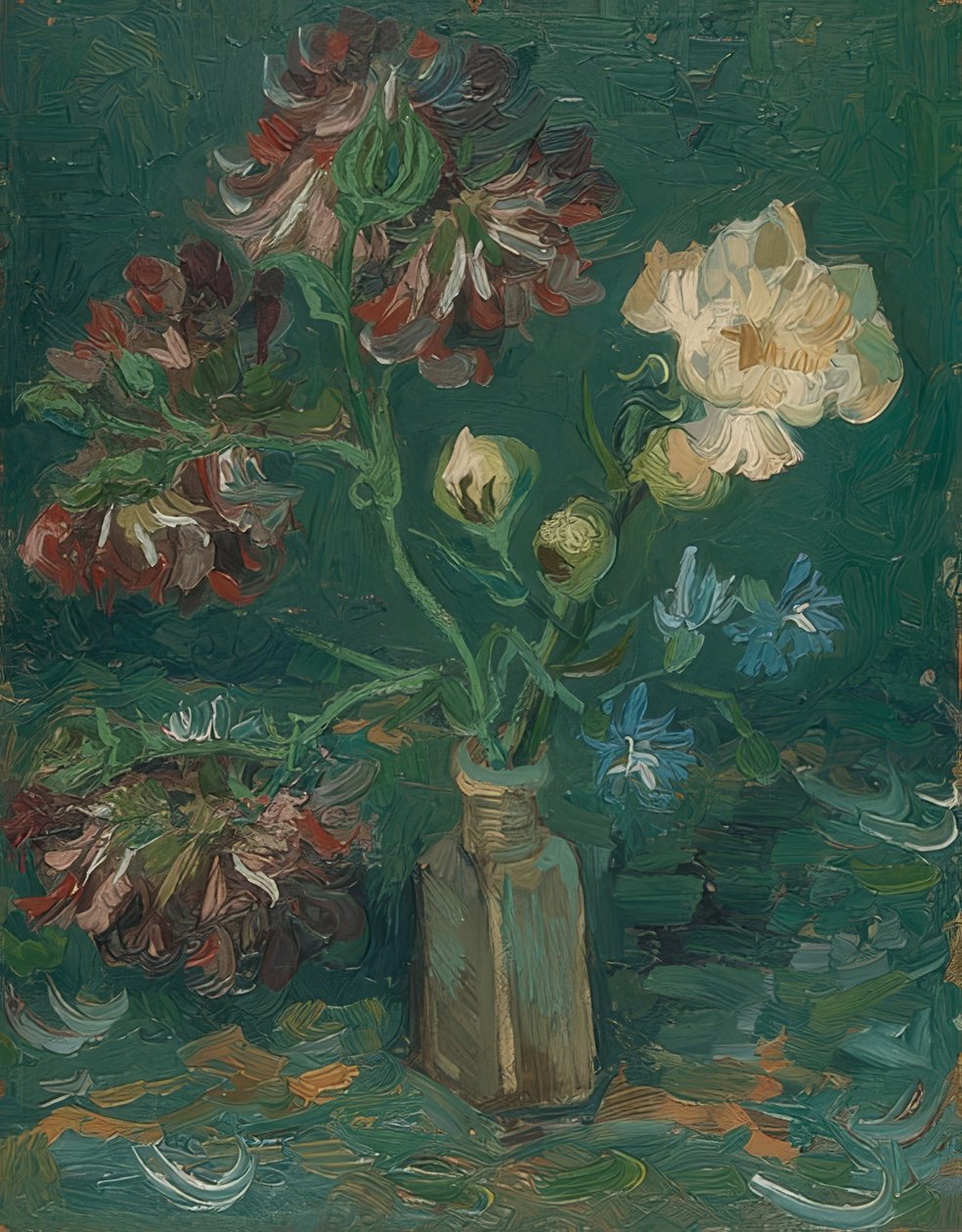 Bottle with Peonies and Larkspur. 1886 by Vincent van Gogh
