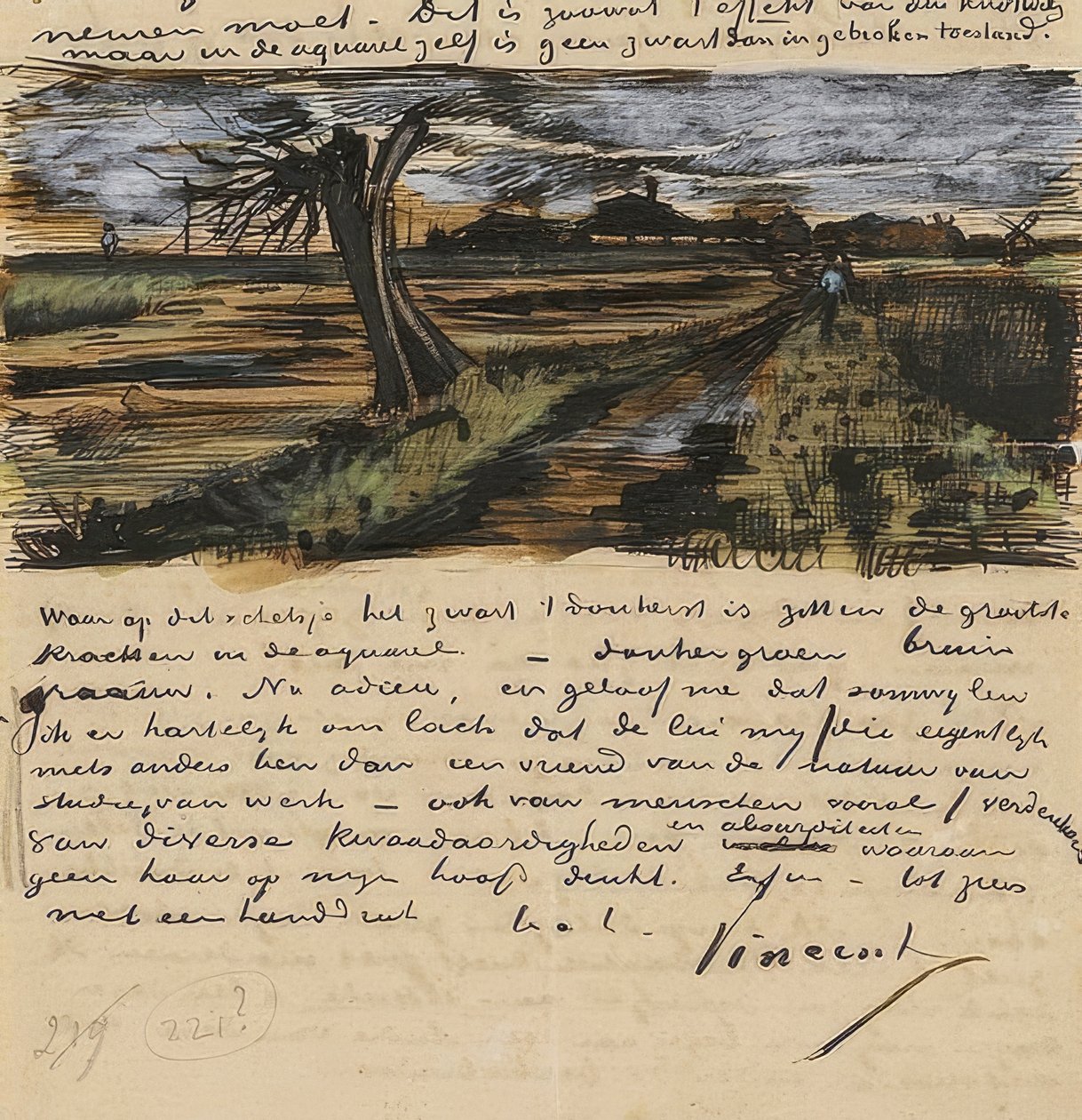 Pollard Willow, Letter to Theo van Gogh by Vincent van Gogh
