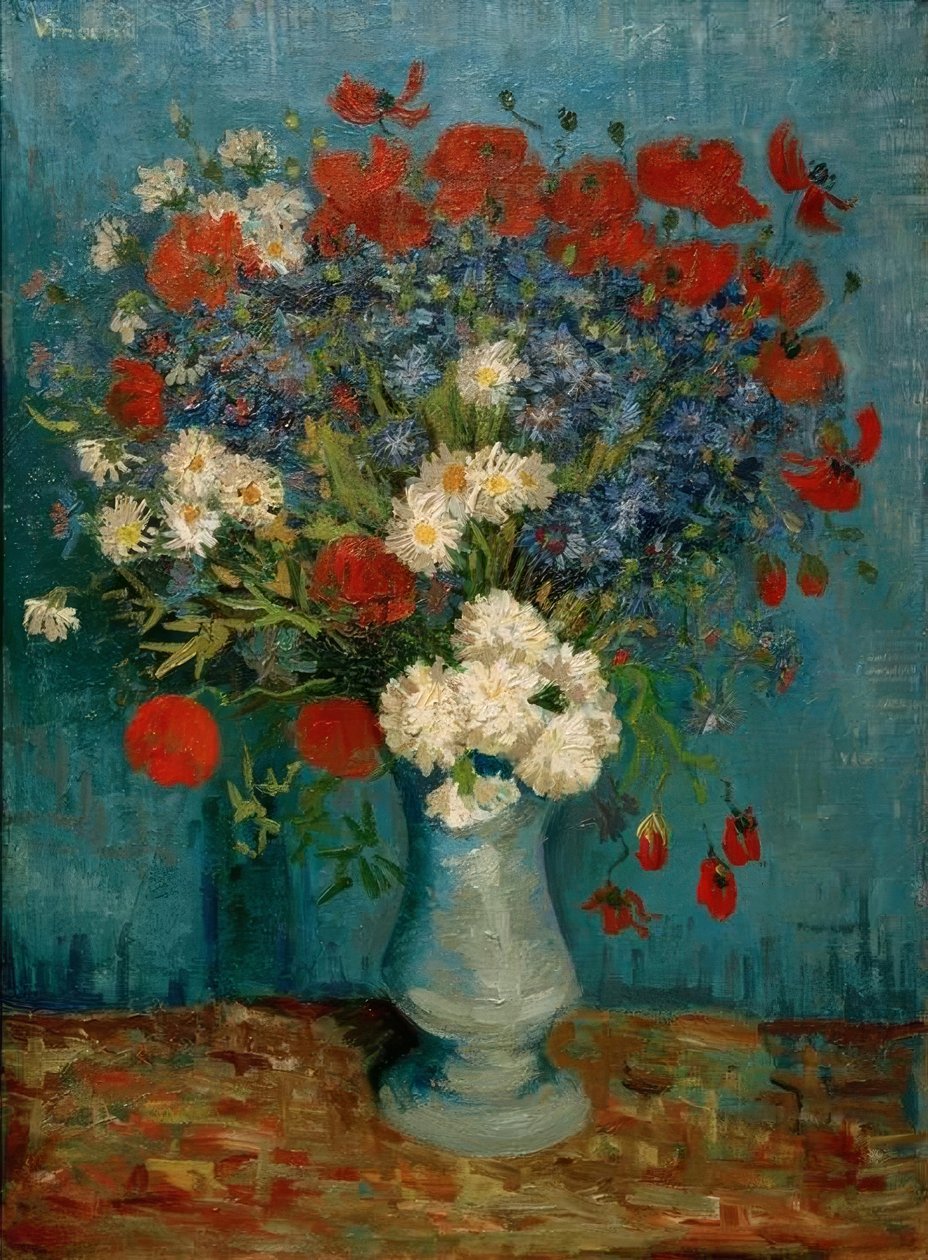 Still Life: Vase with Cornflowers and Poppies by Vincent van Gogh