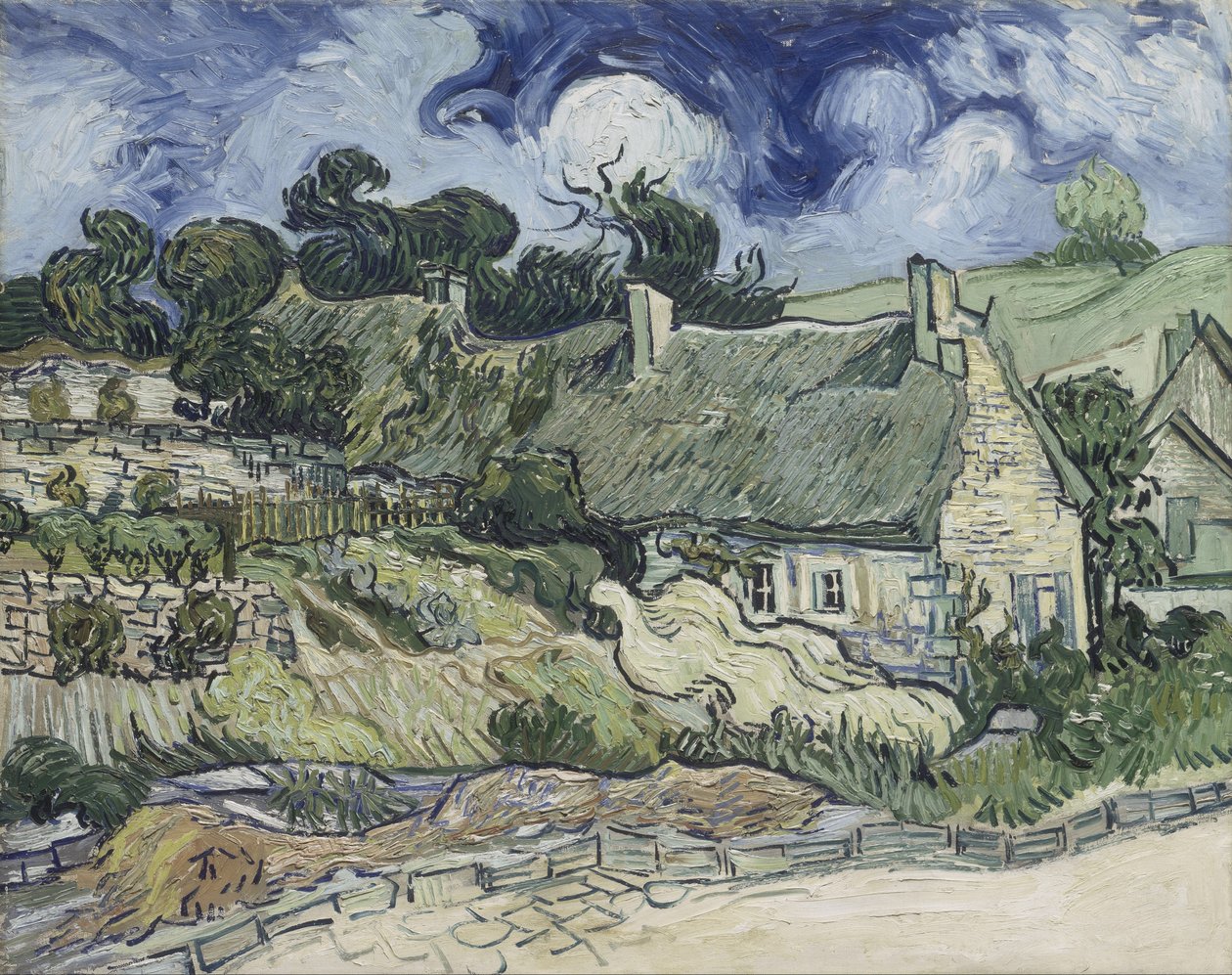 Thatched Cottages at Cordeville, 1890 by Vincent van Gogh