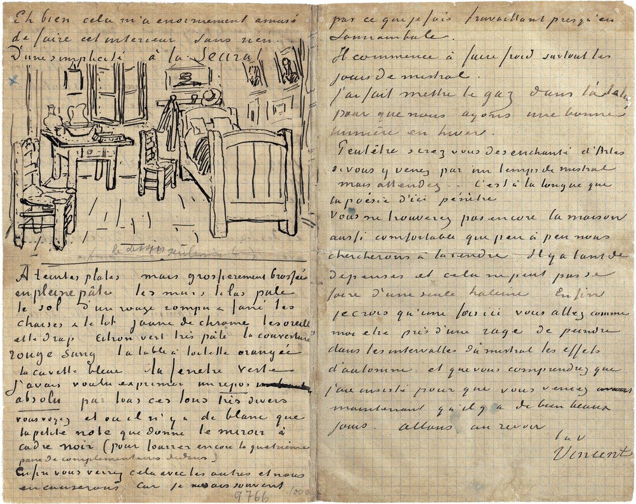 The Bedroom, Letter to Paul Gauguin from Arles, Wednesday, 17 October 1888 by Vincent van Gogh