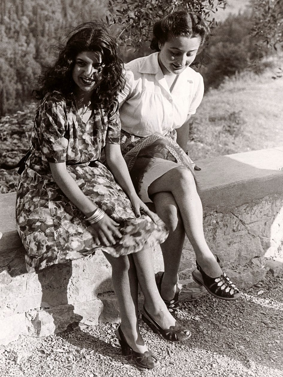 Two Girls Seated on a Wall, Italy, c.1940 by Vincenzo Balocchi