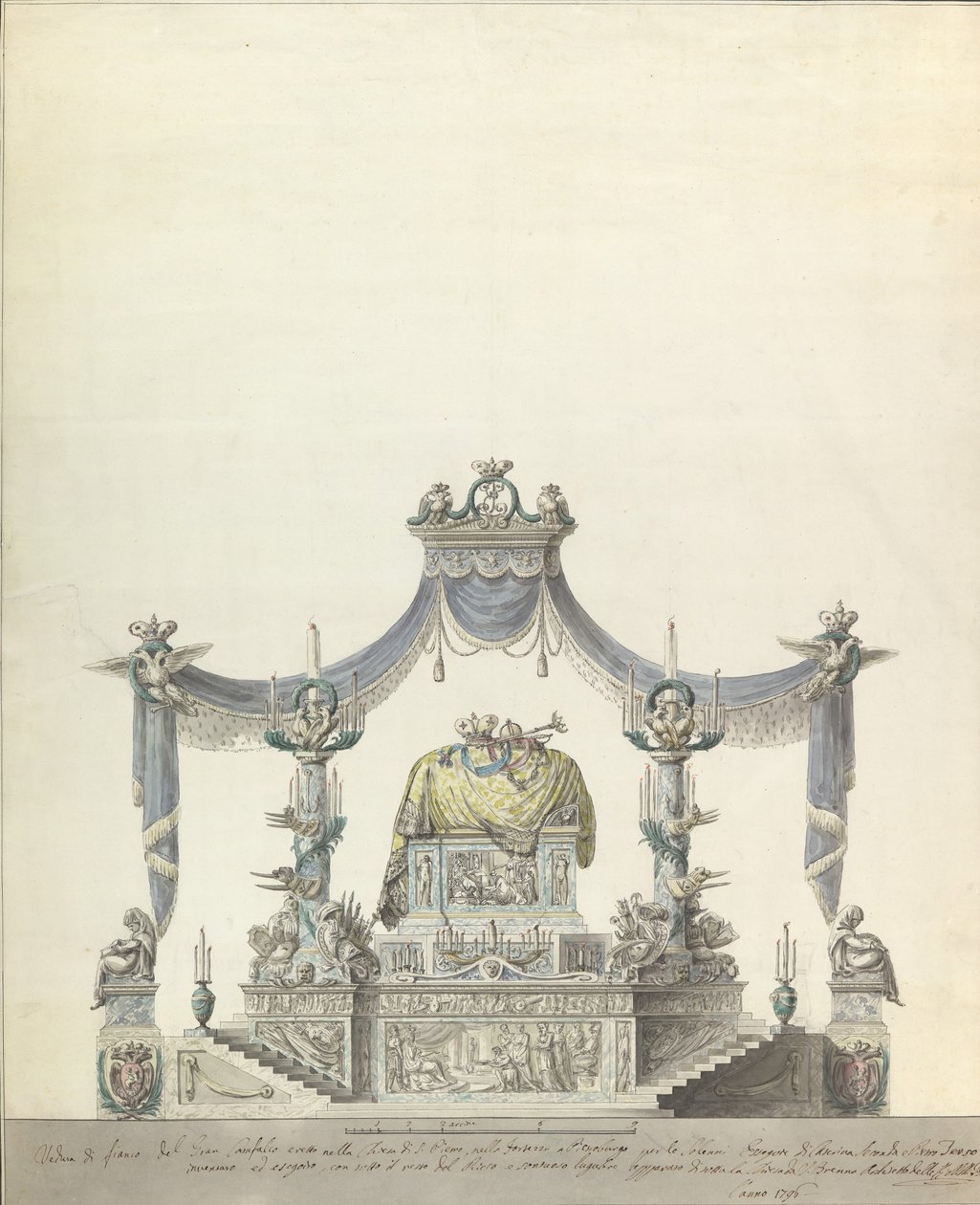 Catafalque of the Empress Catherine the Great of Russia, Side Elevation, 1796 by Vincenzo Brenna
