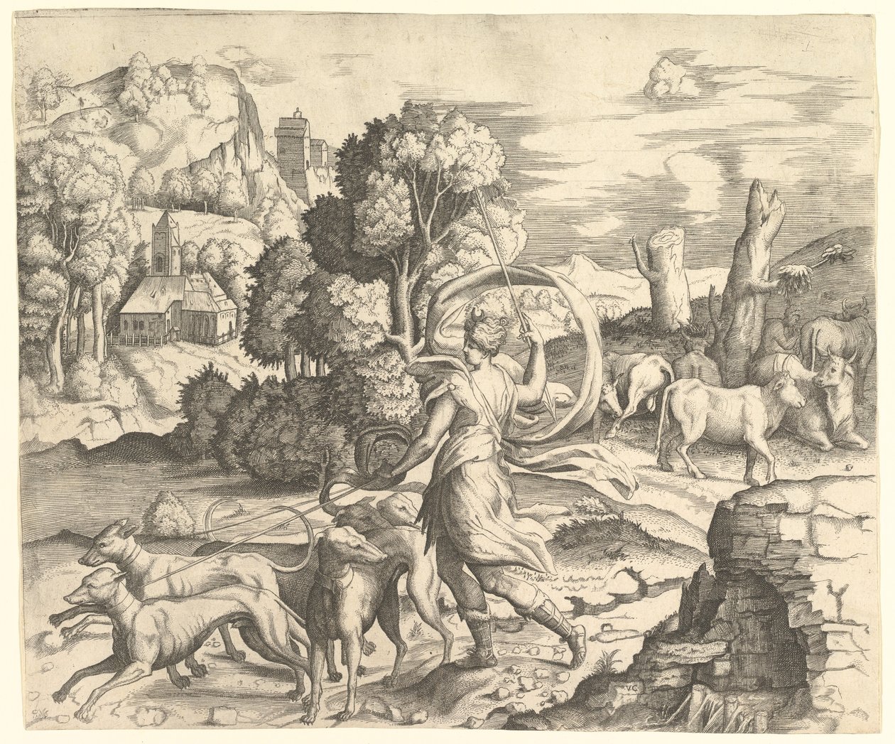 Diana the Huntress in a Landscape, ca. 1530-42 by Vincenzo Caccianemici
