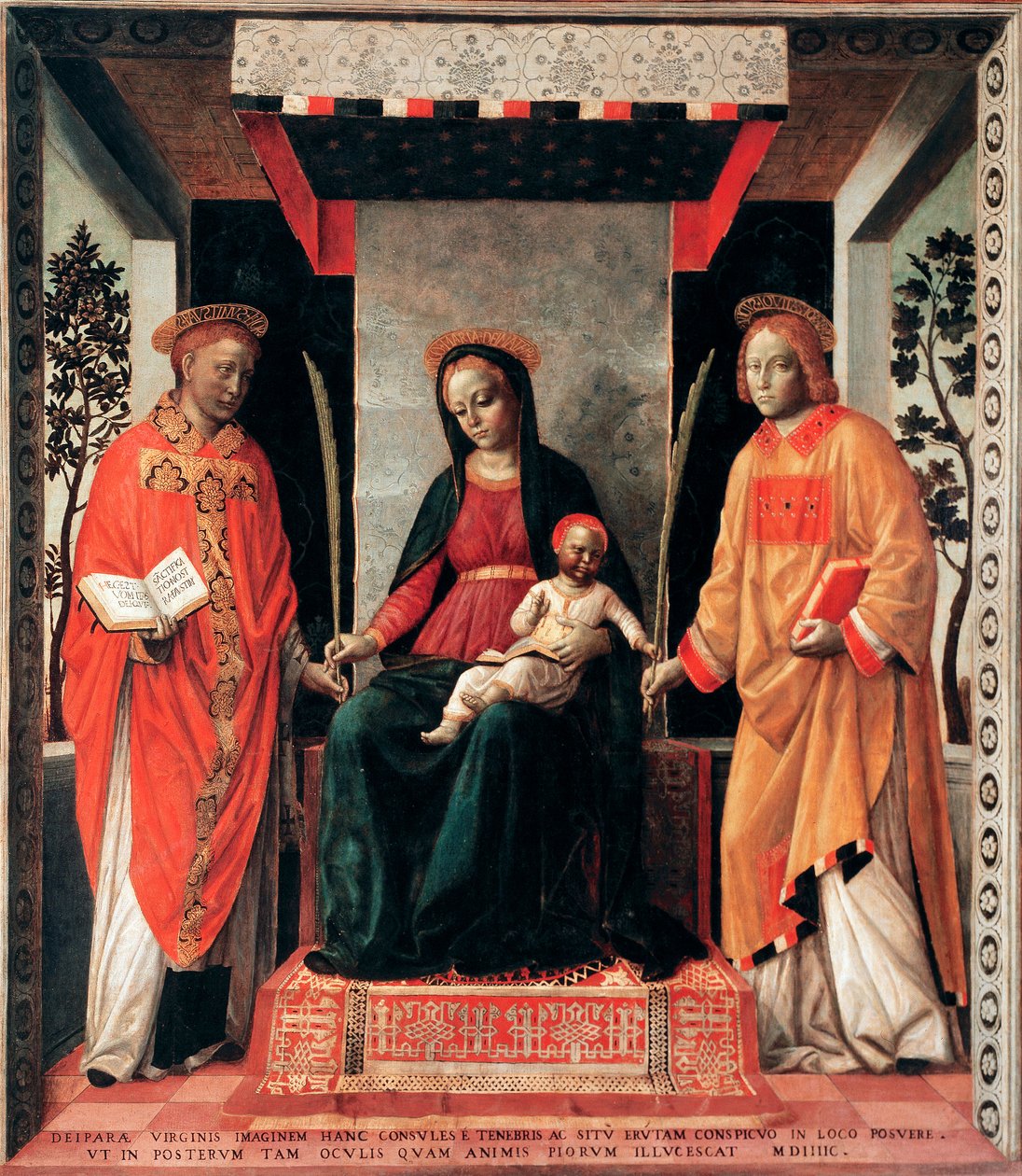 Virgin and Child Surrounded by Saints Faustin and Giovita by Vincenzo Foppa