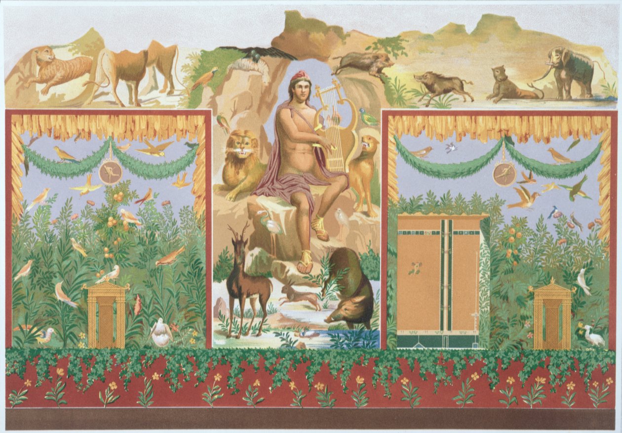 Orpheus Taming the Animals, Reconstruction of a Fresco from Pompeii by Vincenzo Loria
