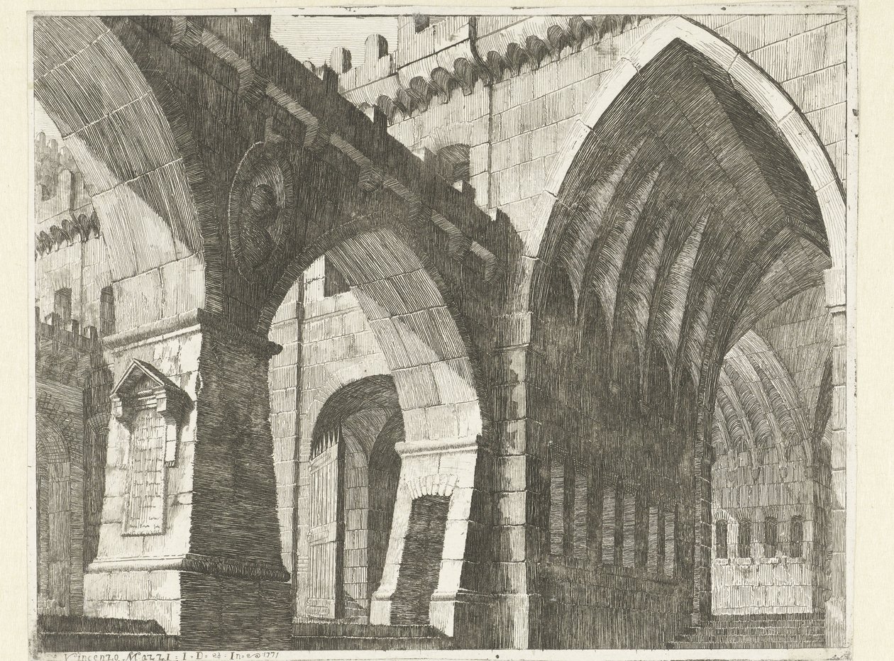 Courtyard of a Castle by Vincenzo Mazzi