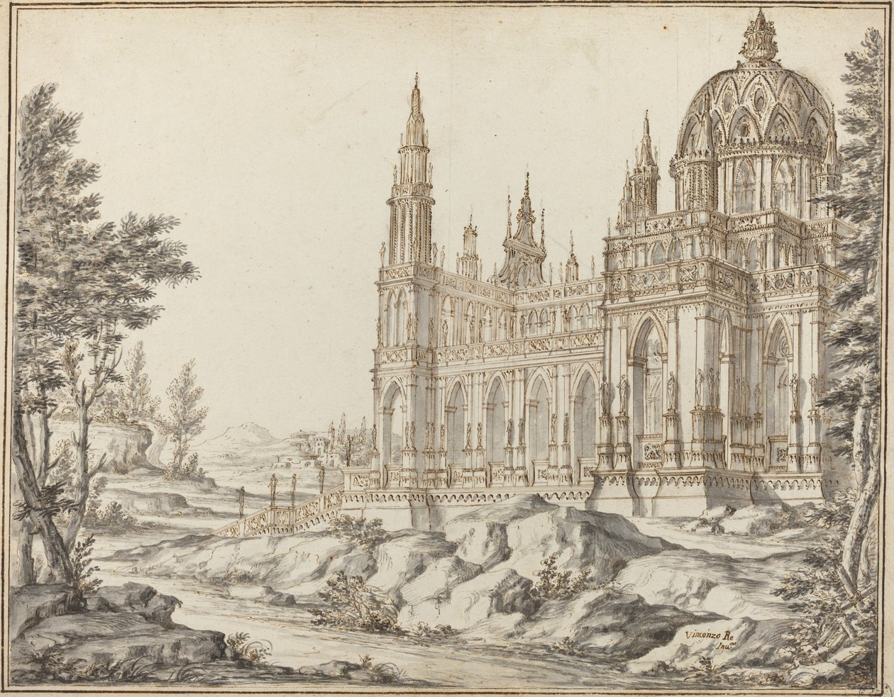 Cathedral in a Landscape by Vincenzo dal Re