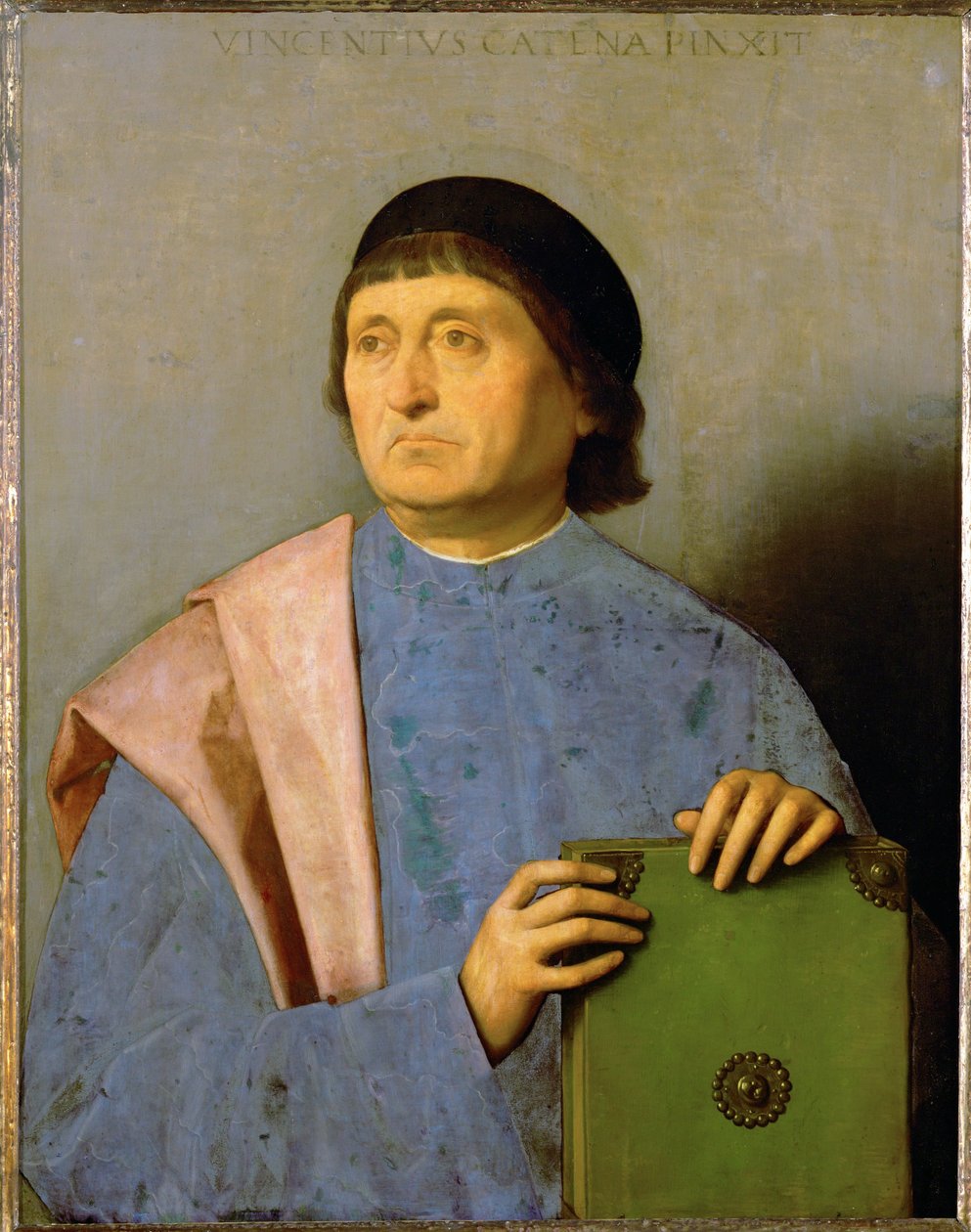 Portrait of a man with a book by Vincenzo di Biagio Catena