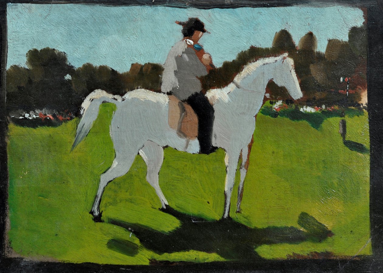 White horse with jockey by Vito d