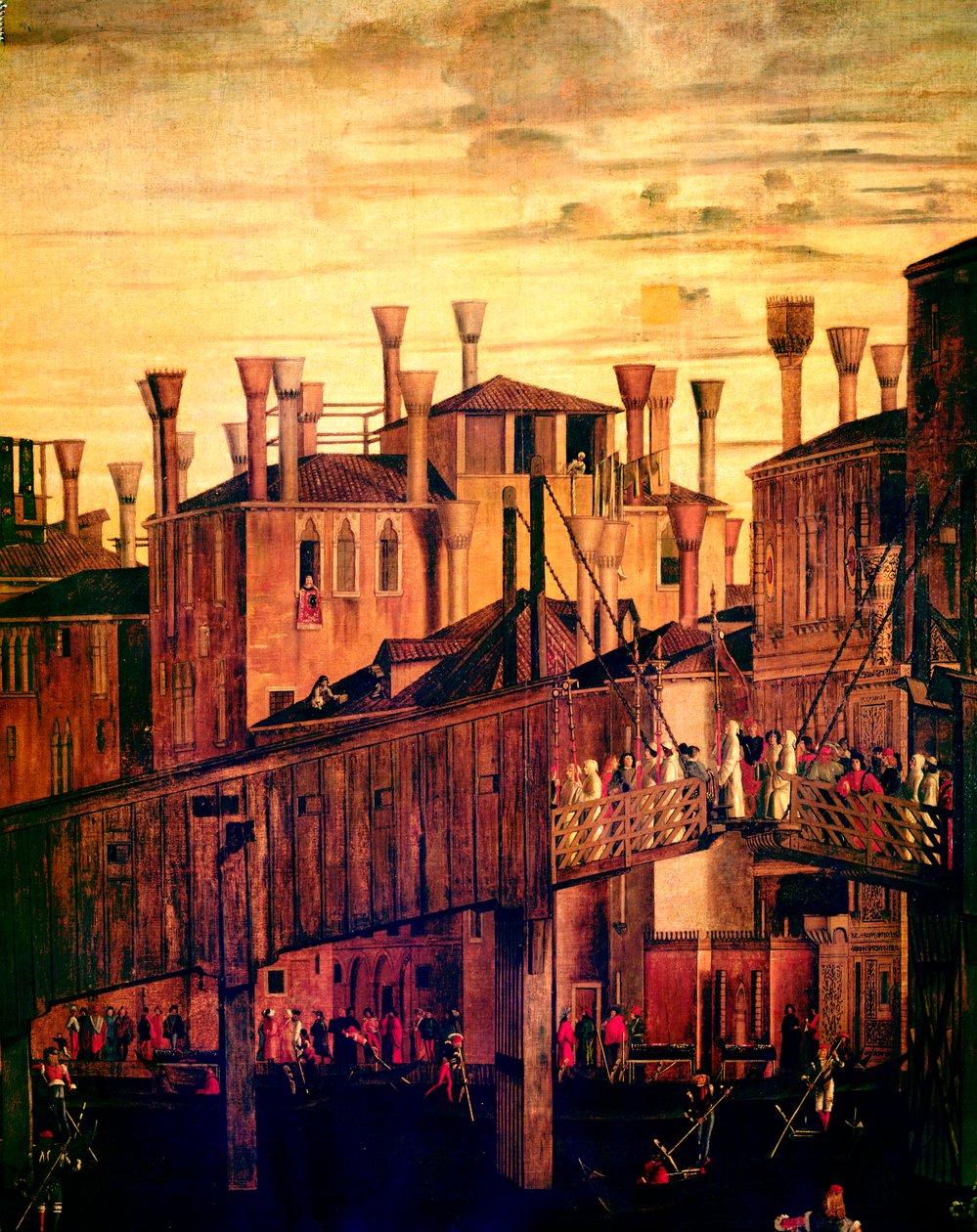 Wooden Rialto Bridge (detail) by Vittore Carpaccio