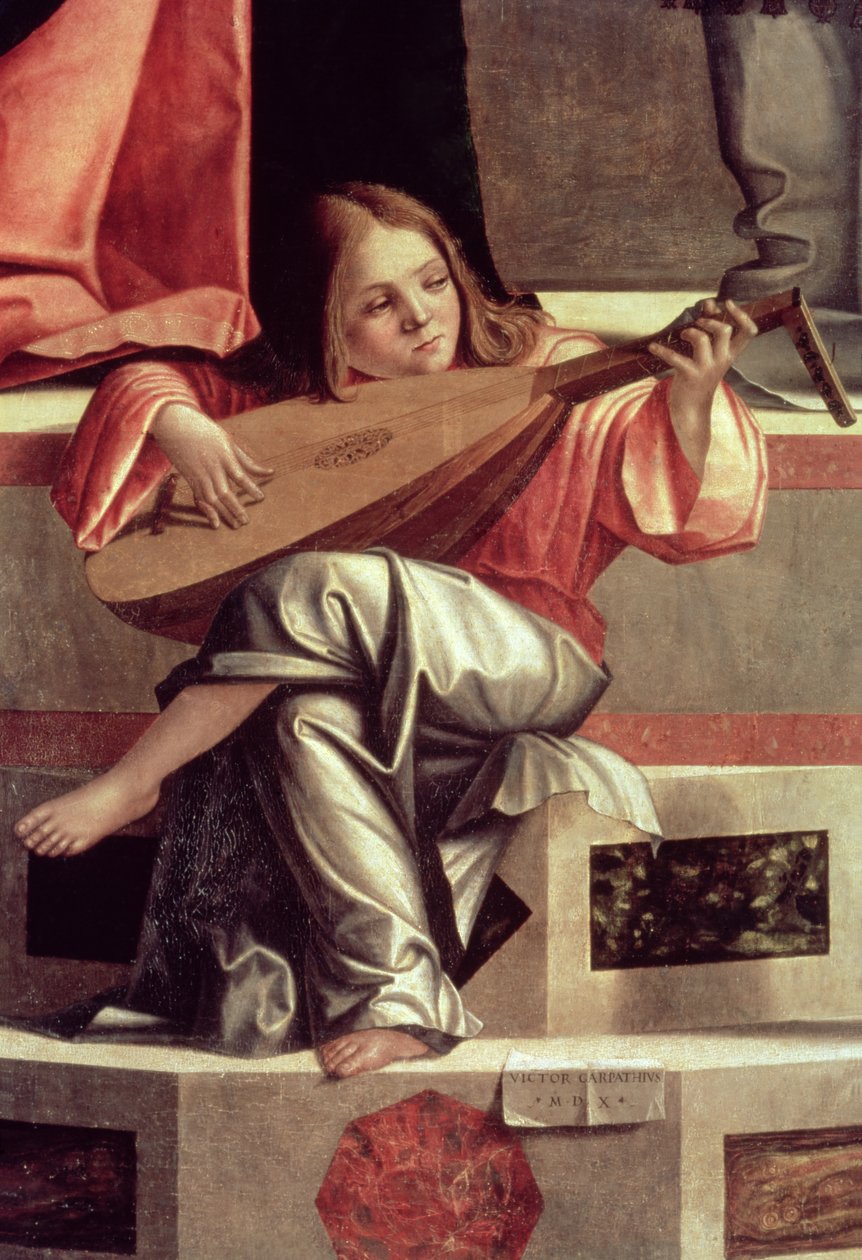 Minstrel Angel Playing a Lute (detail) by Vittore Carpaccio