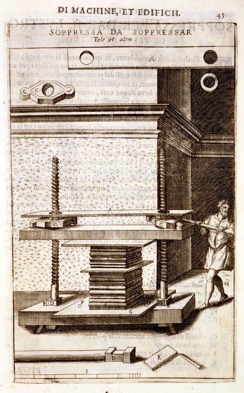 A book press for folio books, 1607 by Vittorio Zonca